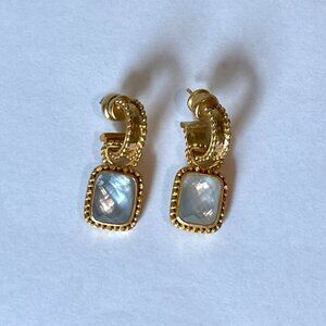 Julie Vos Marbella Hoop & Charm Earrings Iridescent Clear Crystal